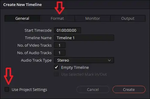 Create New TIme Line Format